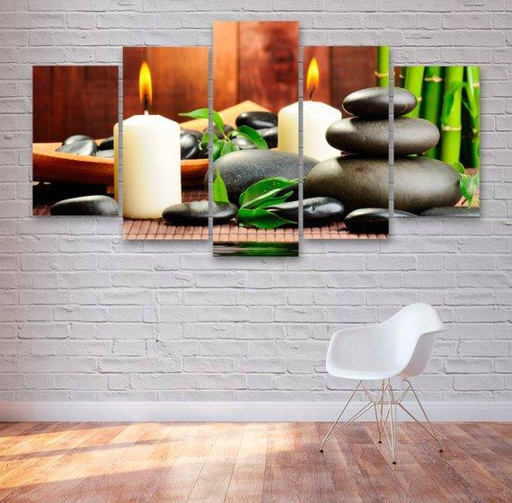 Spa Stones And Candles – Abstract Canvas Wall Art