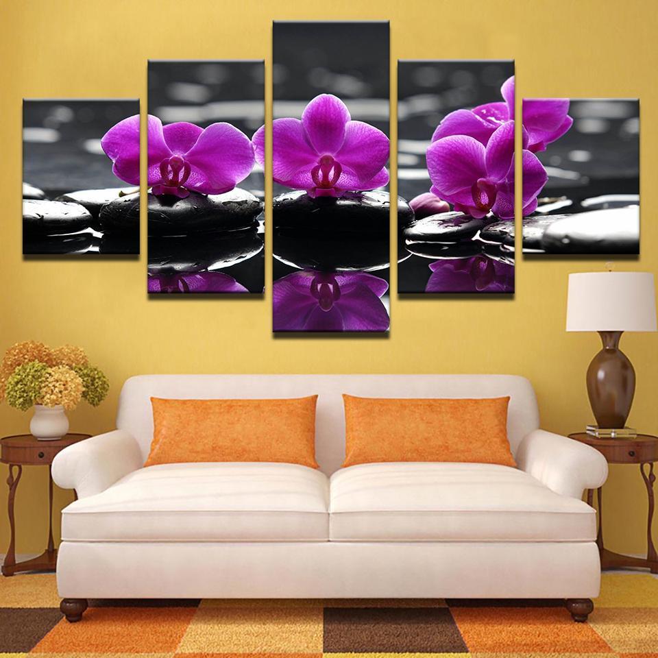 Spa Stones Moth Orchid Flowers – Nature Canvas Wall Art