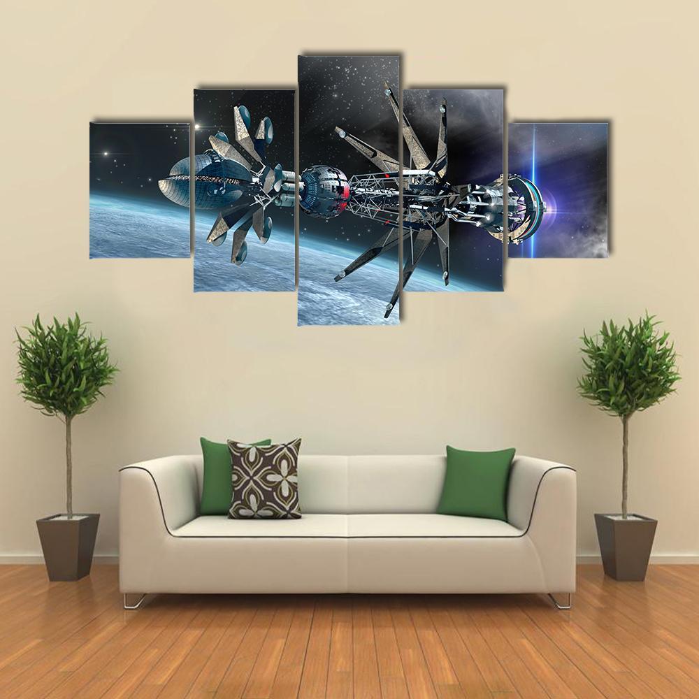 Spaceship With Warp Drive – Space Canvas Wall Art