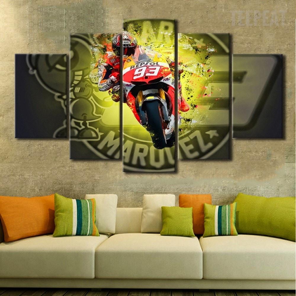Spanish Genius Motogp Racer Marc Marquez In Action – Sport Canvas Wall Art