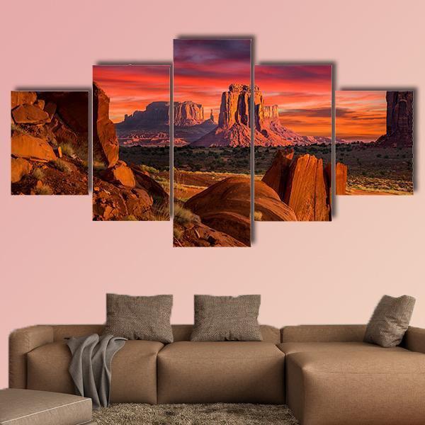 Spectacular Sunrise In Monument Valley – Nature Canvas Wall Art