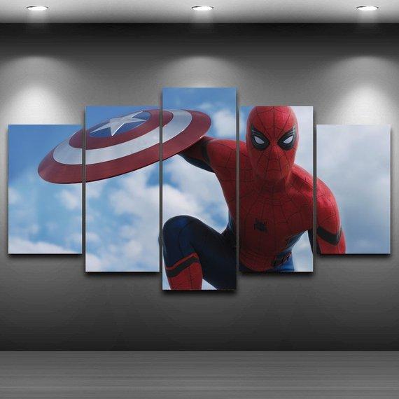 SPIDER-MAN AVENGERS PHOTO PRINT ON WOOD FRAMED CANVAS WALL ART PICTURE DECOR