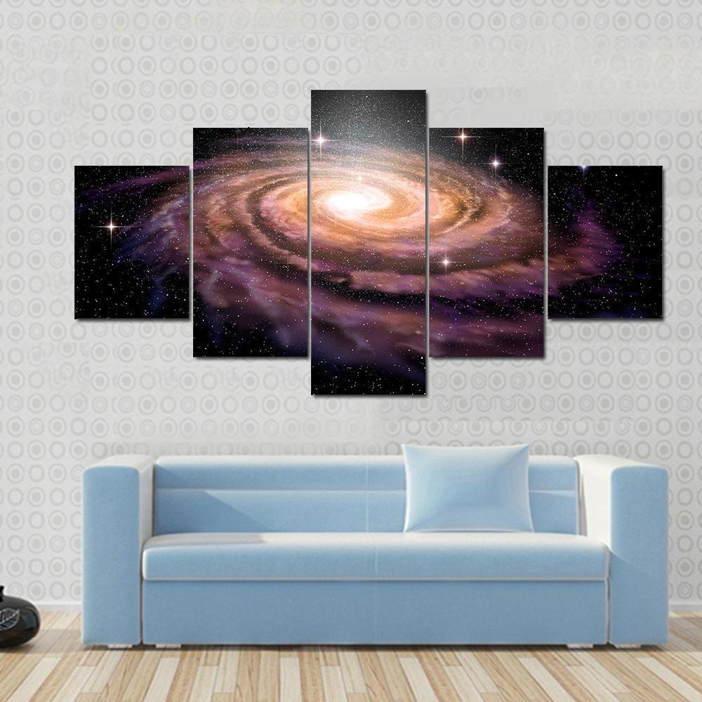 Spiral Galaxy In Deep Space Illustration – Space Canvas Wall Art