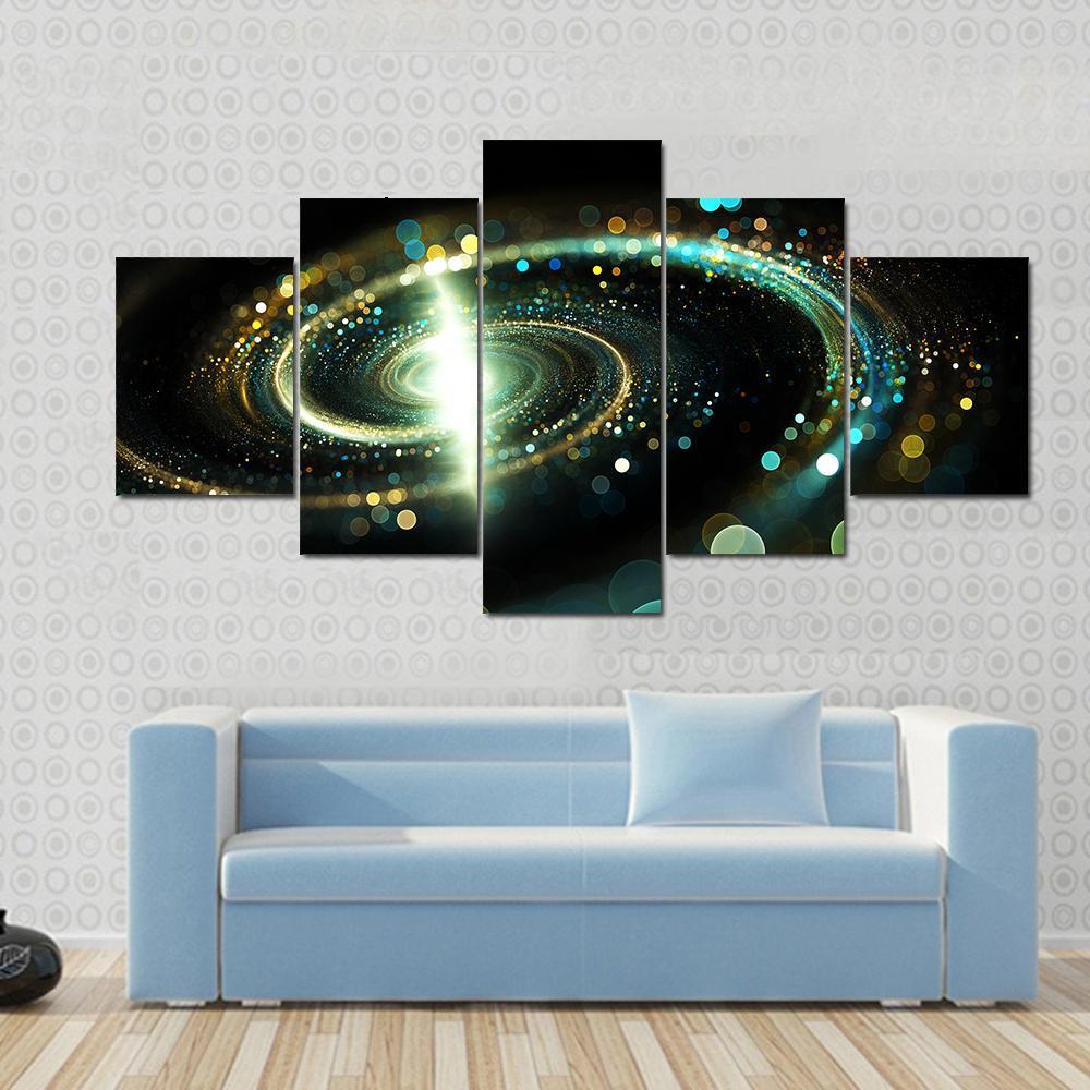 Spiral Galaxy Representation Via Lights – Space Canvas Wall Art