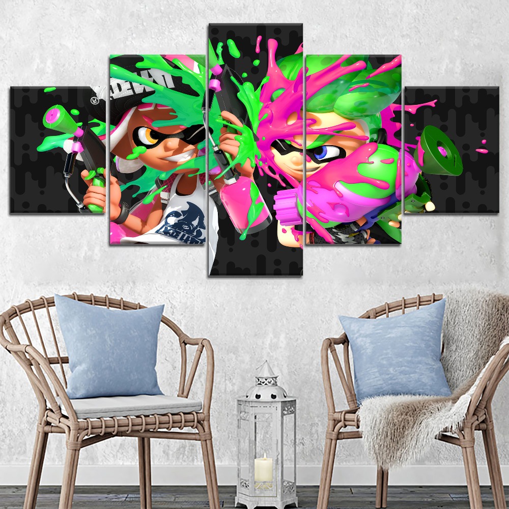 Splatoon 2 Colorful Characters Gaming – Canvas Wall Art