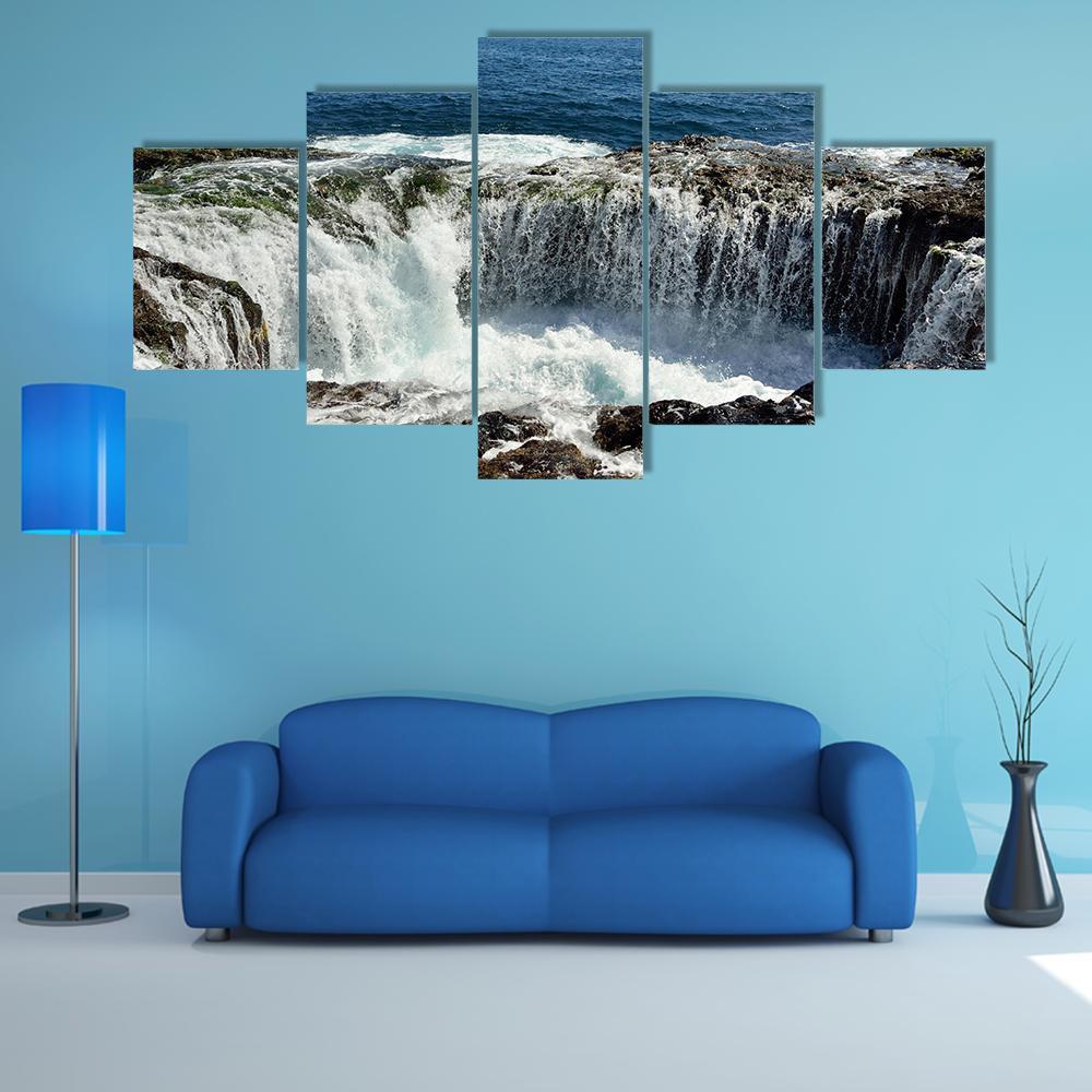 Spontaneous Waterfall In Canary Islands – Nature Canvas Wall Art