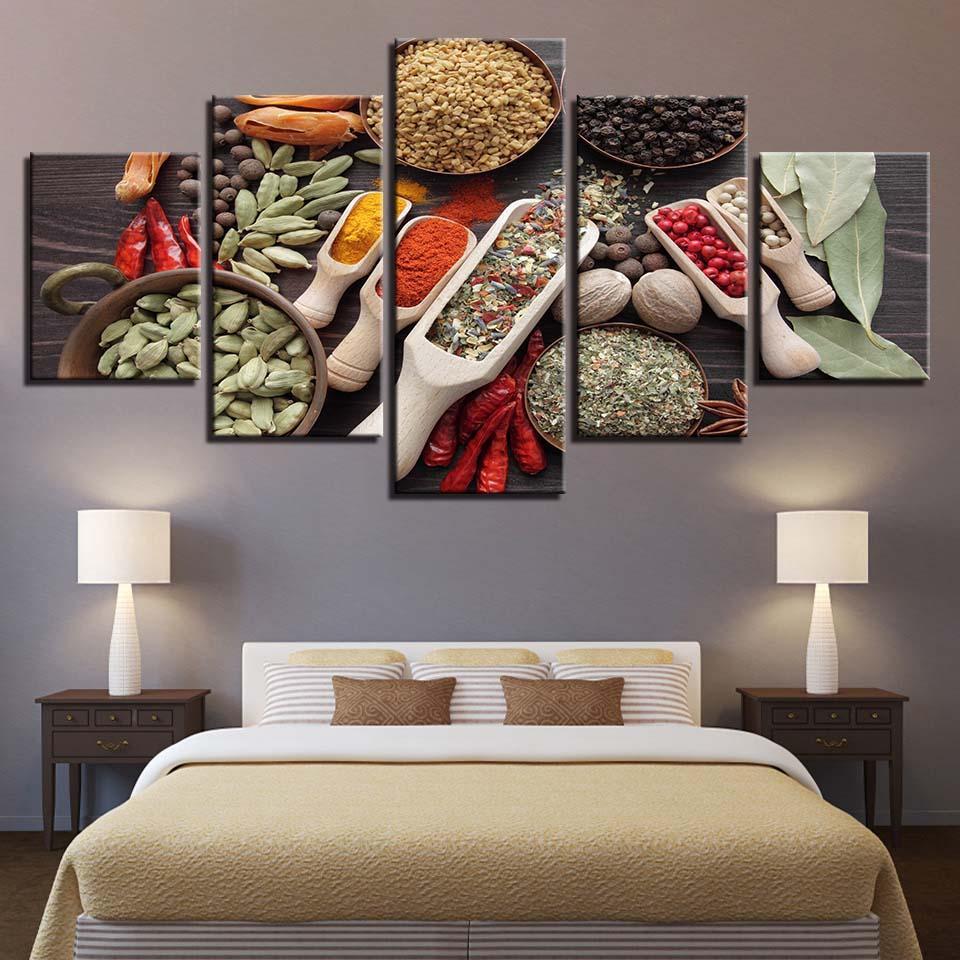 Spoon Grains Spices Food Kitchen Cooking – Kitchen Canvas Wall Art