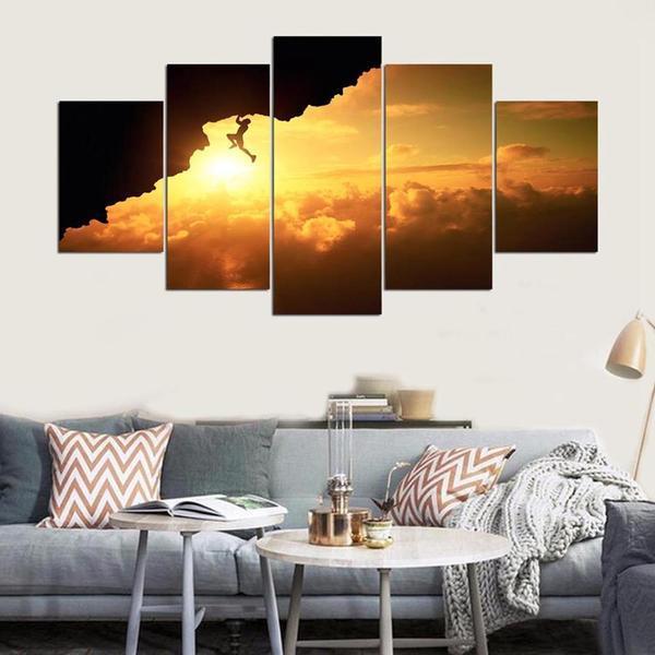 Sports Rock Climbing Sunset – Sport Canvas Wall Art