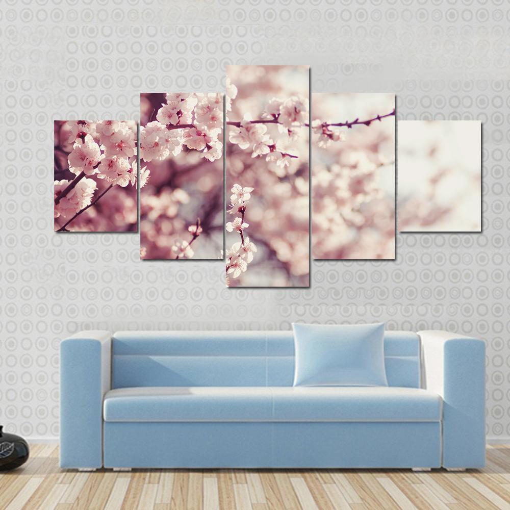 Spring Cherry Blossoms, Pink Flowers – Nature Canvas Wall Art