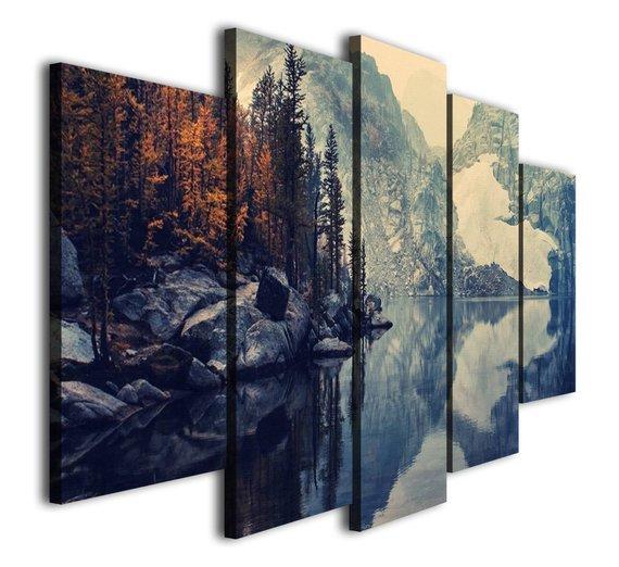 Spring Lake Mountain Landscape – Nature Canvas Wall Art
