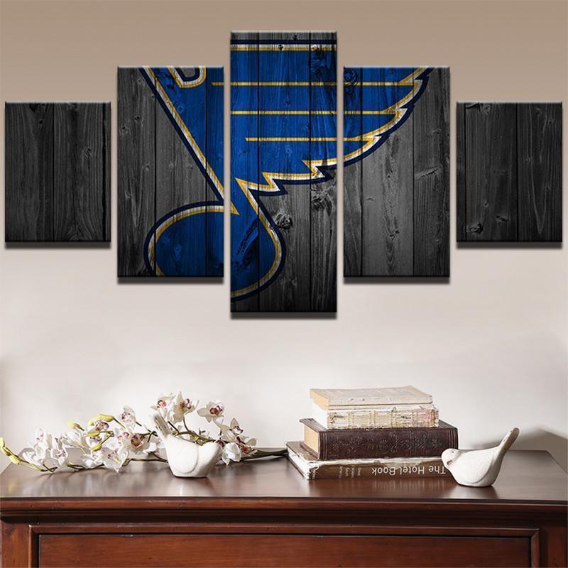 St. Louis Blues Logo On Wood Ice Hockey – Canvas Wall Art