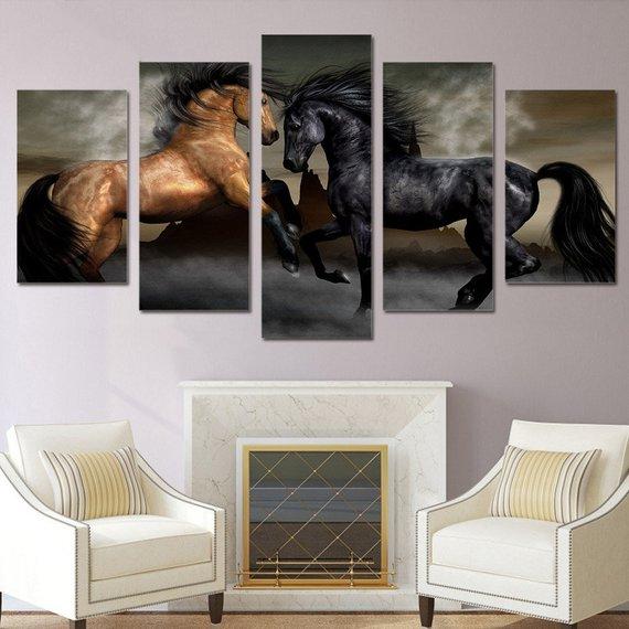 Standoff Horses – Animal Canvas Wall Art