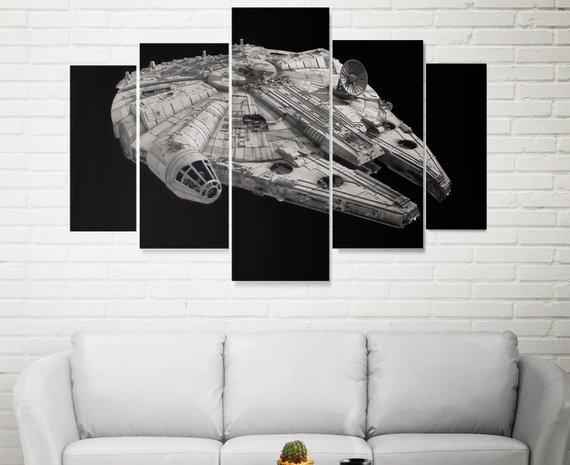 Star Destroyer, Millennium Falcon Star Ships – Movie Canvas Wall Art