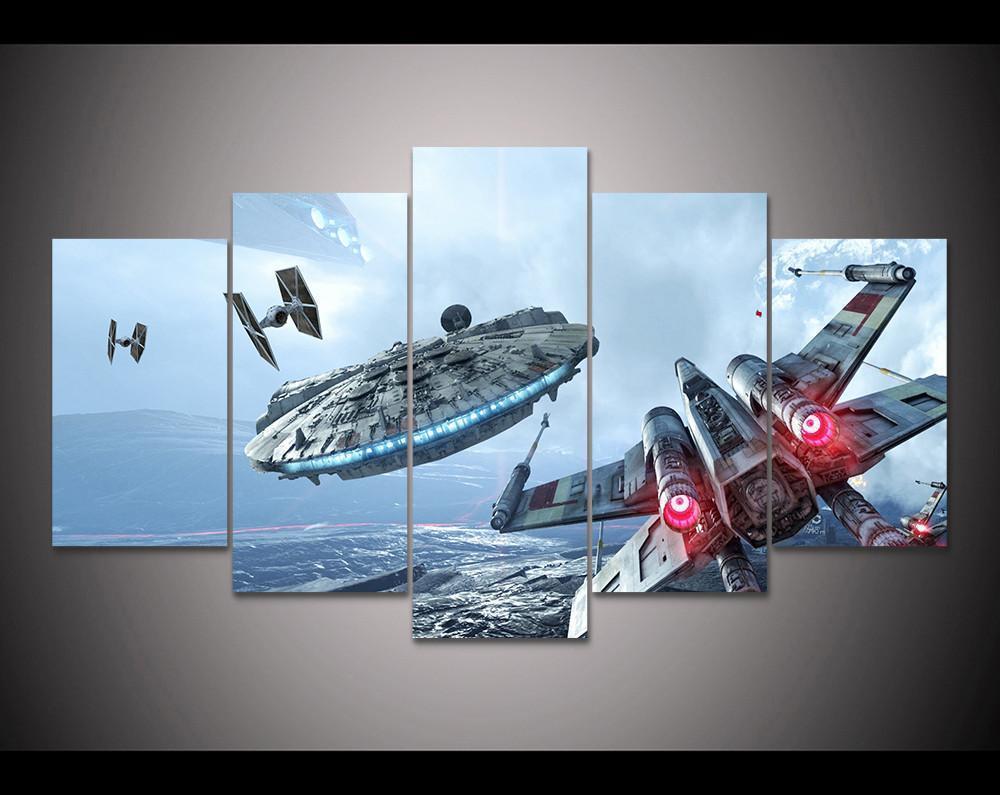 Star Wars X-Wing Millennium Falcon Tie Fighter Movie – Canvas Wall Art