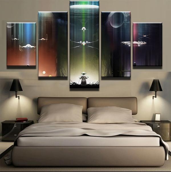 Star Wars Yoda Darth Vader Death Star Millennium Movie – Canvas Wall Art