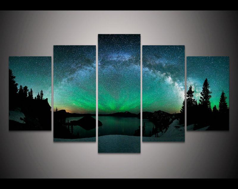 Starburst Over Aurora Borealis – Nature Canvas Wall Art