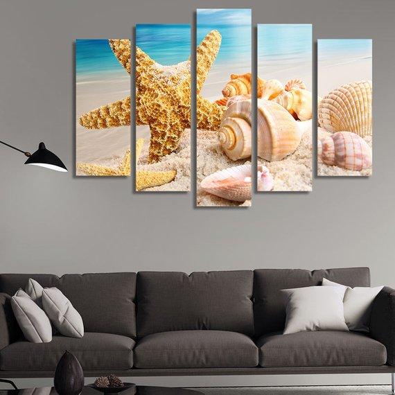 Starfish Seashell Sand – Space Canvas Wall Art