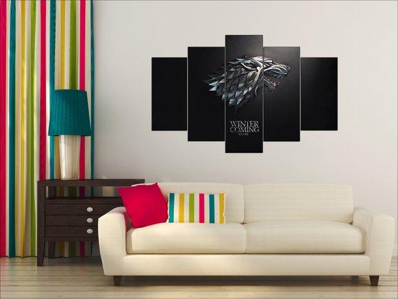 Stark Coat Of Arms Stark Wolf Game Of Thrones – Movie Canvas Wall Art