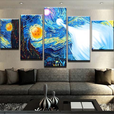 Starry Dragonball Fight – Anime Canvas Wall Art