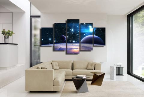 Starry Sky And Planet – Space Canvas Wall Art
