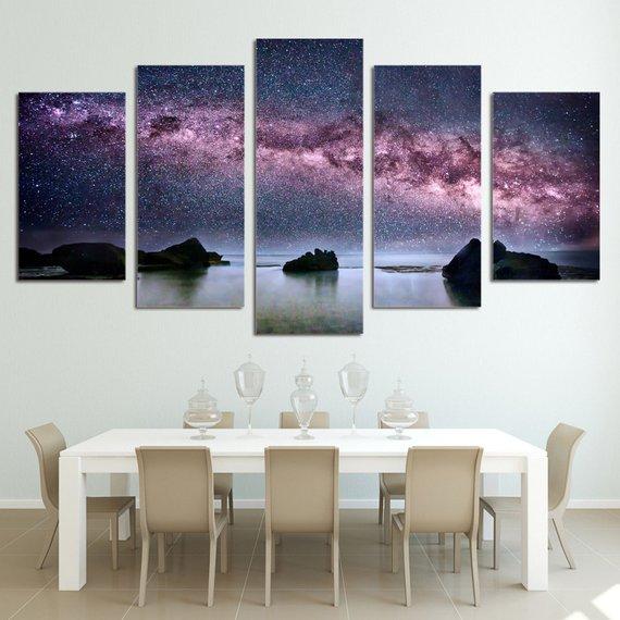 Stars In Sky Aurora Borealis – Nature Canvas Wall Art