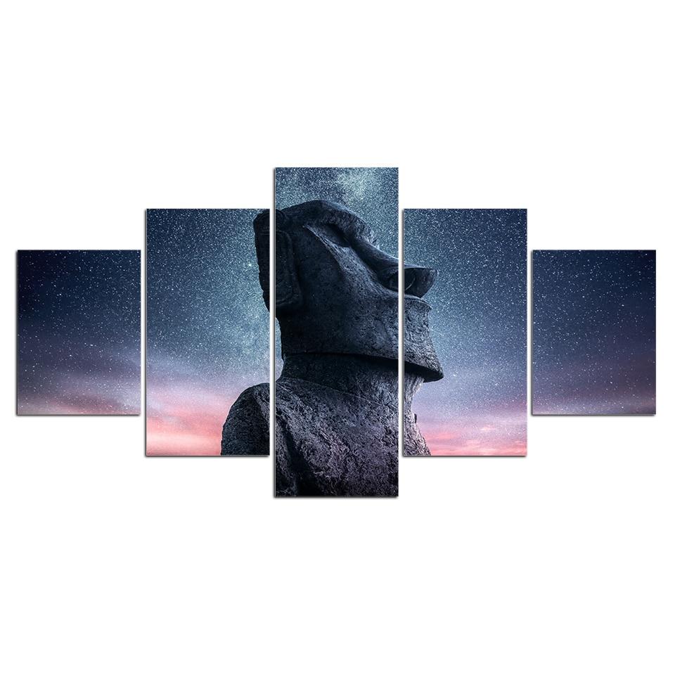 Statu Stone Rock Starry Sky – Religion Canvas Wall Art