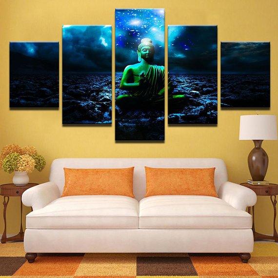 Statue Of Buddha Religion Buddhism Yoga Peace Relax – Religion Canvas Wall Art
