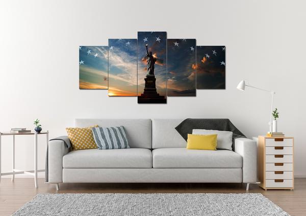 Statue Of Liberty With American Flag – Abstract Canvas Wall Art