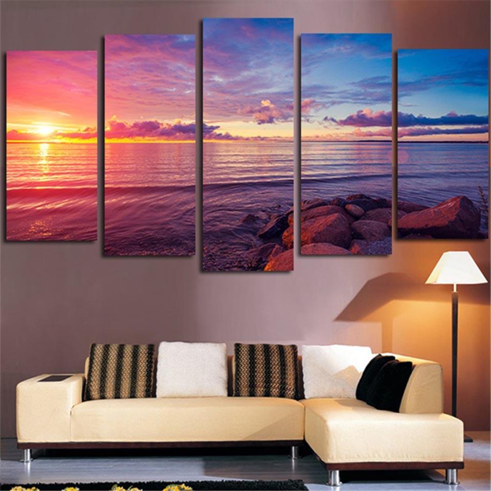 Stone Sunset Seaview – Nature Canvas Wall Art