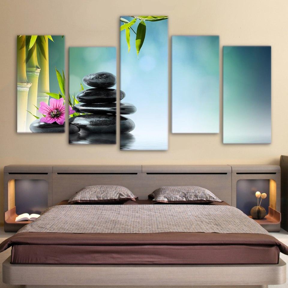 Stones Bamboo Flower – Nature Canvas Wall Art
