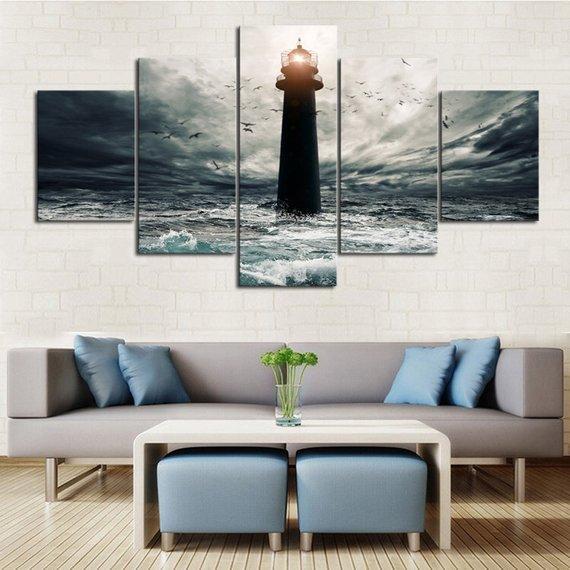 Stormy Lighthouse – Nature Canvas Wall Art