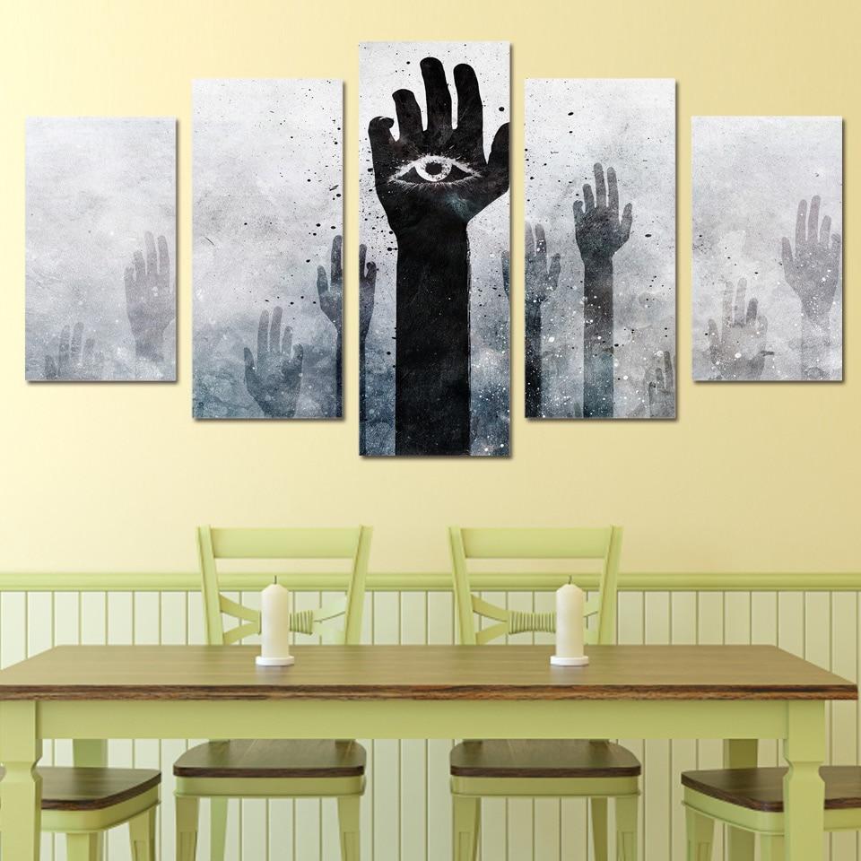 Strange Eye Hands Rise – Abstract Canvas Wall Art
