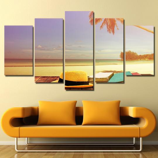 Straw Hat And A Book Is All You Need Tropical Beach – Space Canvas Wall Art
