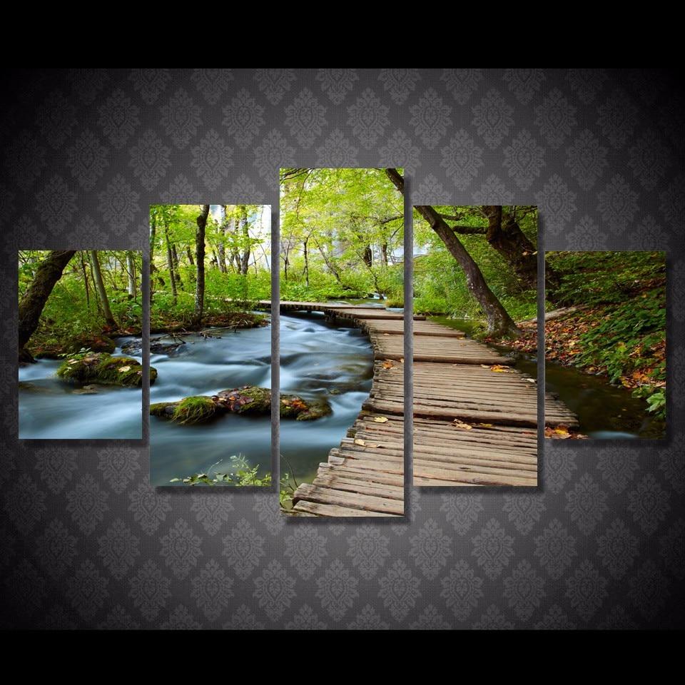 Stream Wood Bridge Forest – Nature Canvas Wall Art