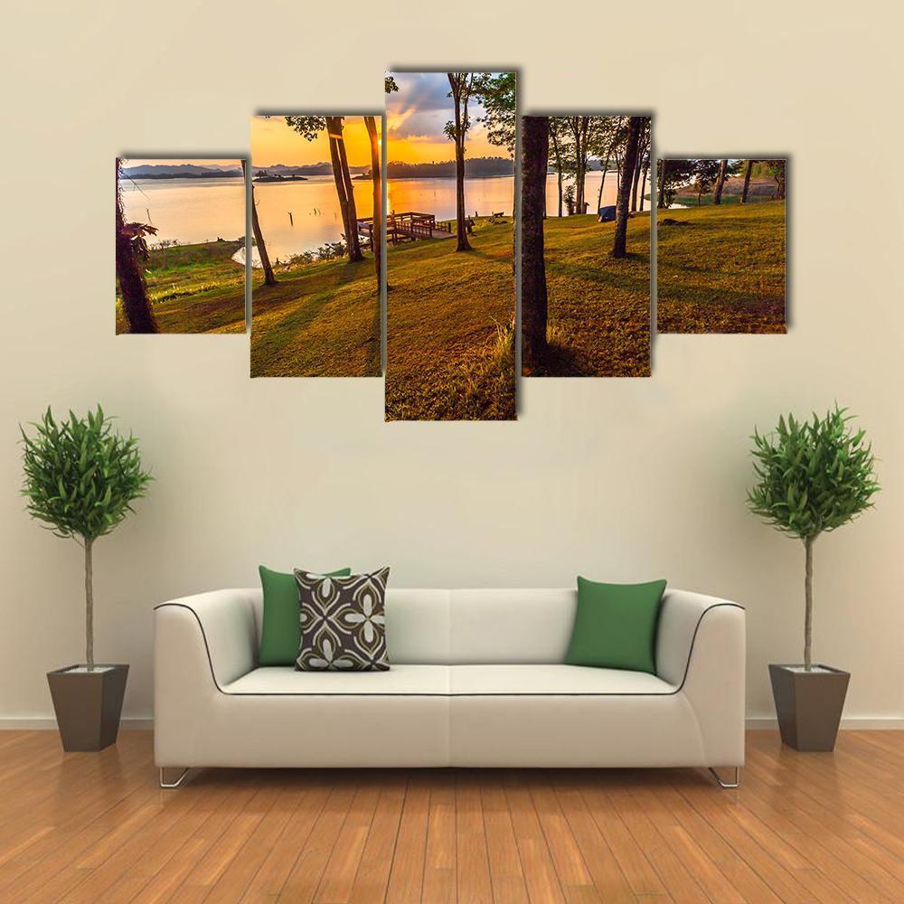 Stunning View Of The Lake In Sunset Time – Nature Canvas Wall Art