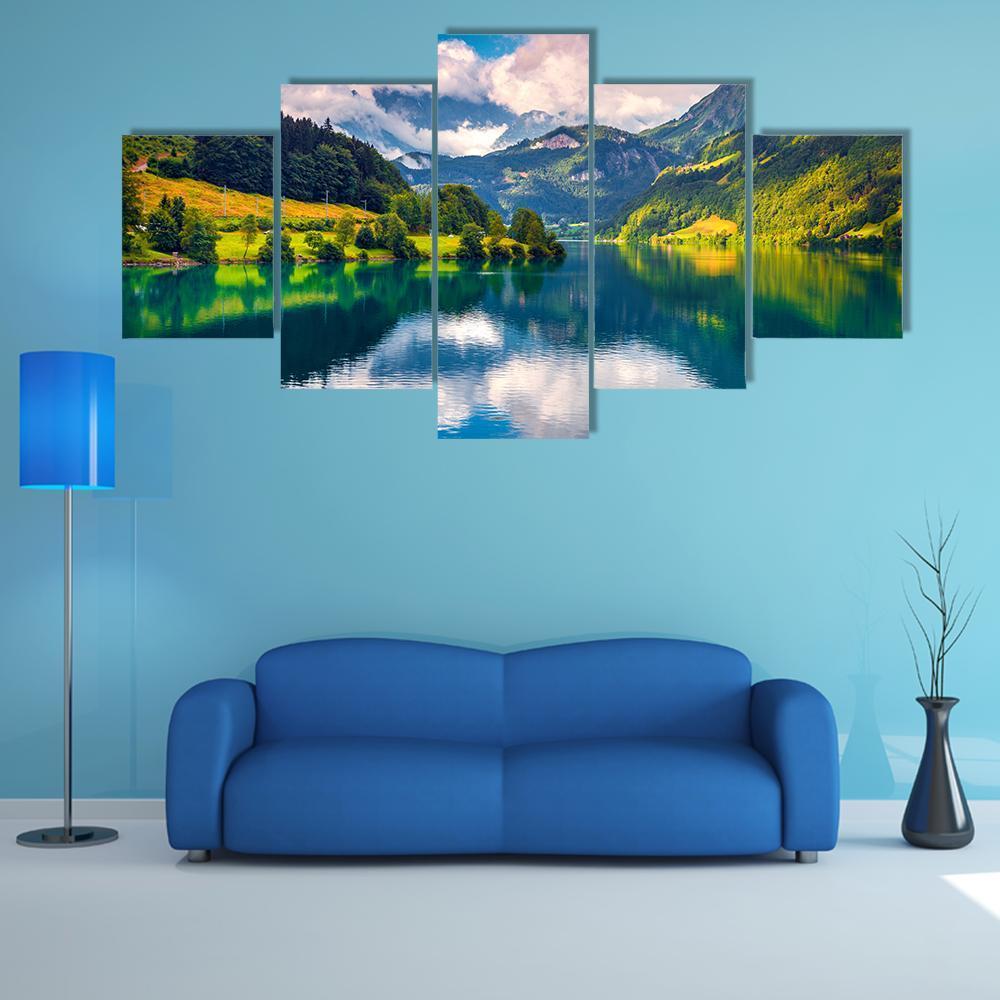 Summer Morning On Lungerersee Lake – Nature Canvas Wall Art