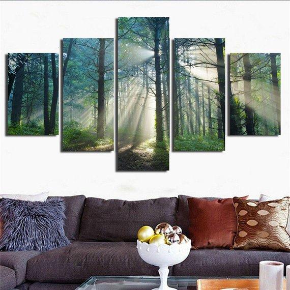 Sun Ray In Forest – Nature Canvas Wall Art