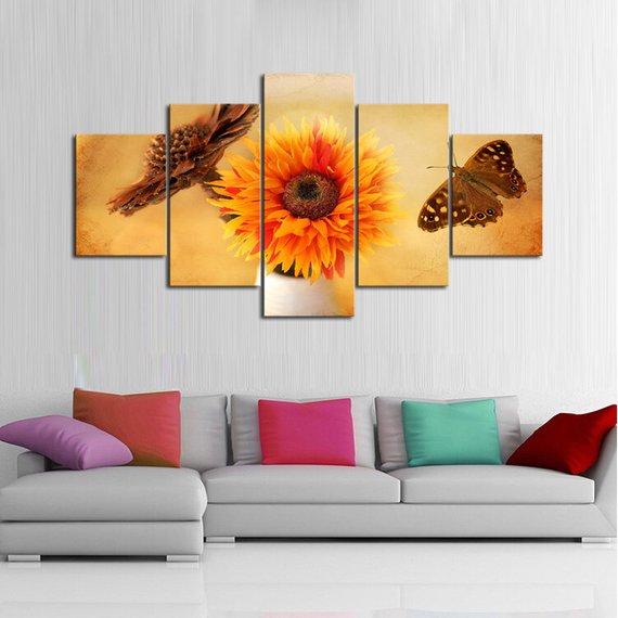 Sunflower Butterfly – Animal Canvas Wall Art