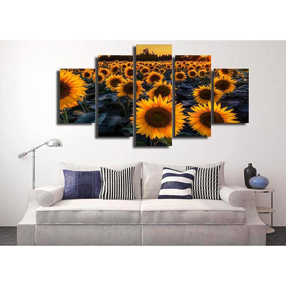 Sunflower Field In Evening- Nature Canvas Wall Art