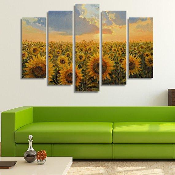Sunflowers In The Sunset – Nature Canvas Wall Art