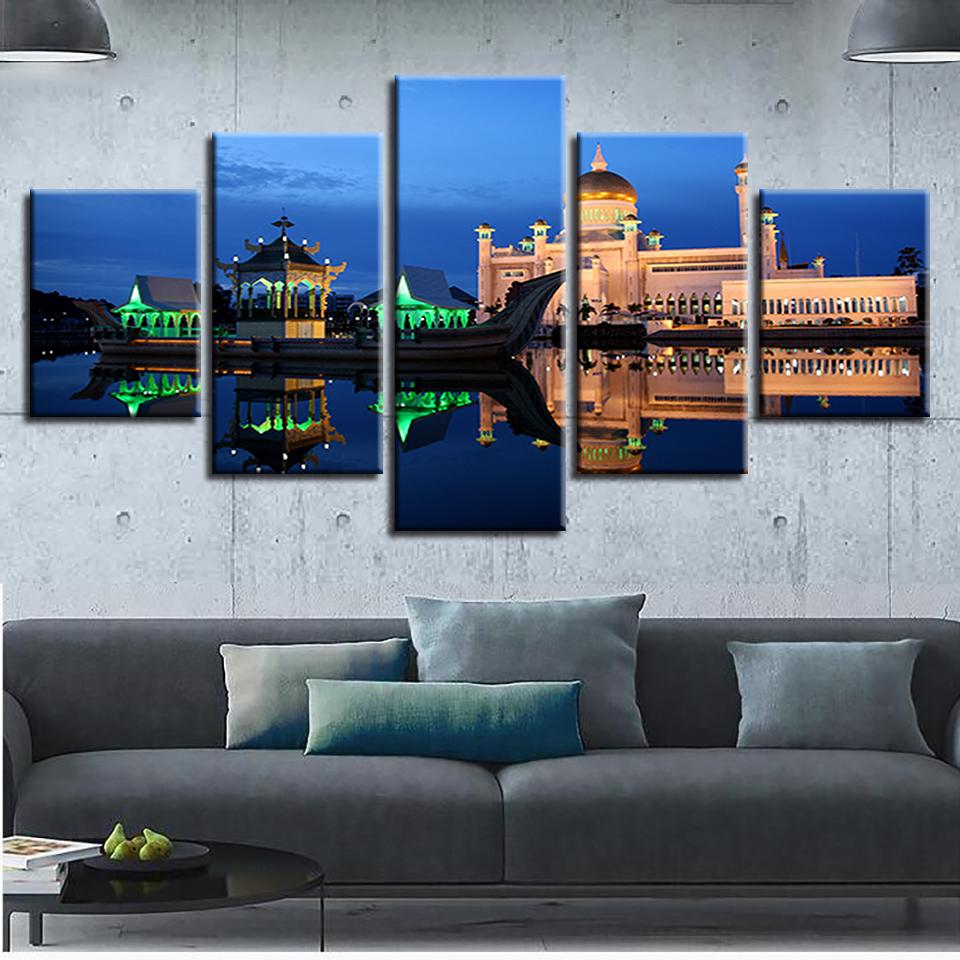 Sunltan Omar Air Saifuddin Mosque Night – Nature Canvas Wall Art