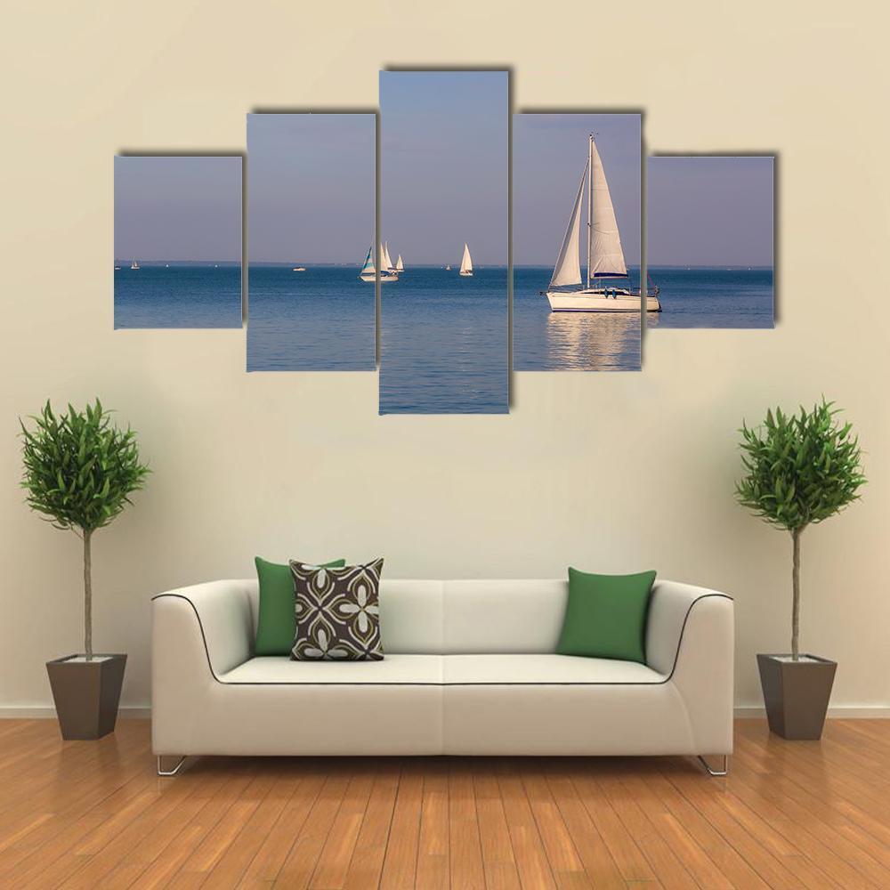 Sunny Day On Lake Balaton With Sailboats – Nature Canvas Wall Art