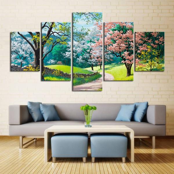 Sunny Spring Day Colorful Trees – Nature Canvas Wall Art