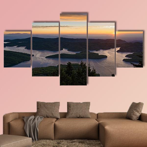 Sunrise At Tthe Plastiras Lake In Greece – Nature Canvas Wall Art