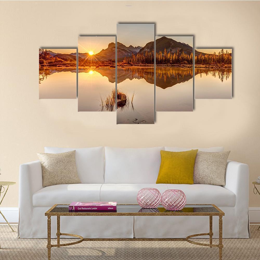 Sunrise At Vermilion Lakes – Nature Canvas Wall Art