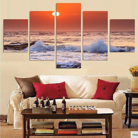 Sunrise Beach Ocean – Nature Canvas Wall Art
