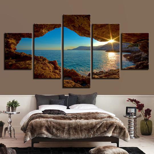 Sunrise From An Ocean Cave – Ocean Canvas Wall Art