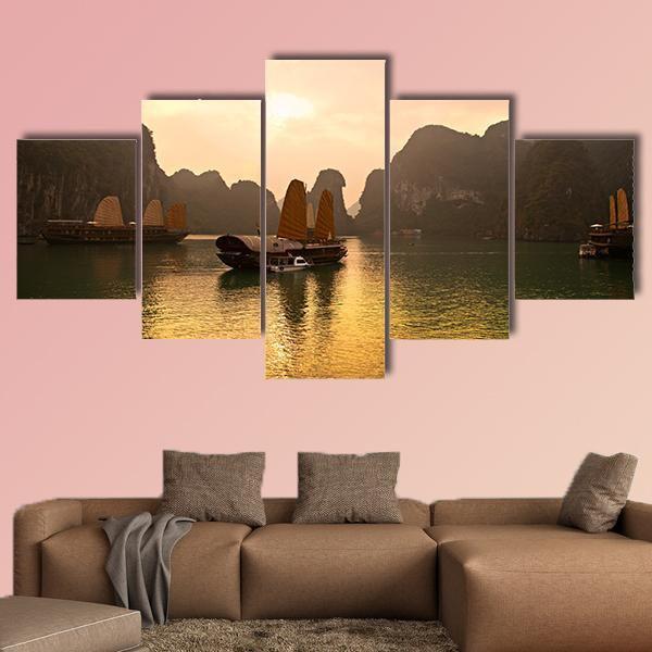 Sunrise Over Halong Bay In Vietnam – Nature Canvas Wall Art