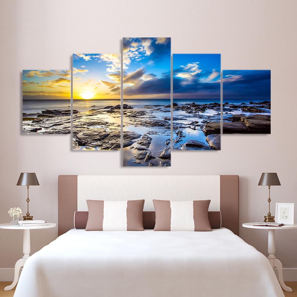 Sunrise Seascape Beach Scenery – Space Canvas Wall Art