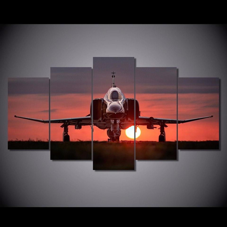 Sunset Airplane Runway – Aircraft Canvas Wall Art